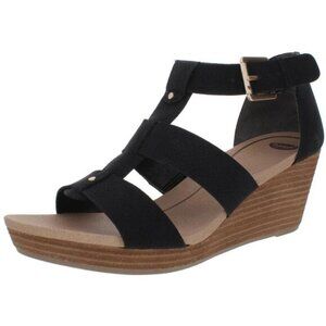 Dr. Scholl’s Barton Black Faux Leather Wedge Sandals – US 9.5